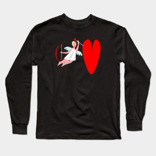 Funny, original gift for Valentine's Day, Love heart & Cupid. Long Sleeve T-Shirt